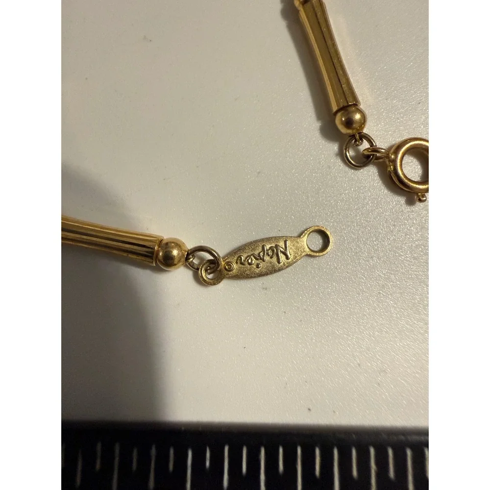Napier Gold Tone Bar and Bead Link Bracelet Vintage Minimalist Jewelry